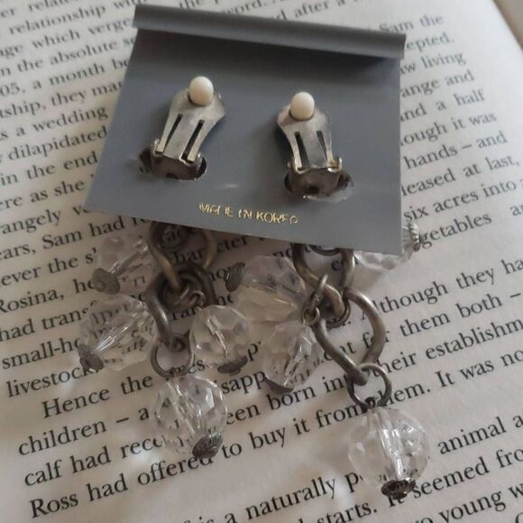 Vintage Silver with Clear Balls Clip Ons - Picture 2 of 3